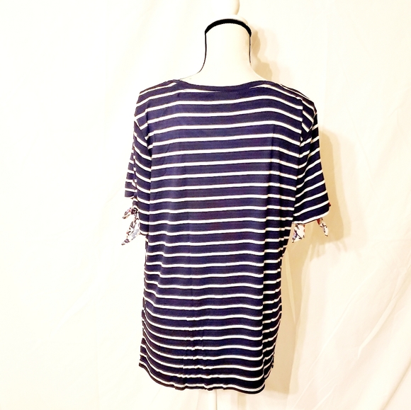 NWT Maison Jules Plus Size Striped Bow Trim Tee - Picture 5 of 8